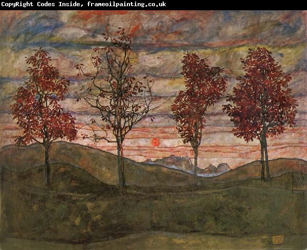 Egon Schiele Four Trees